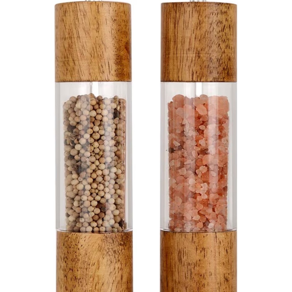 Wood and Acrylic Salt and Pepper Grinder Set